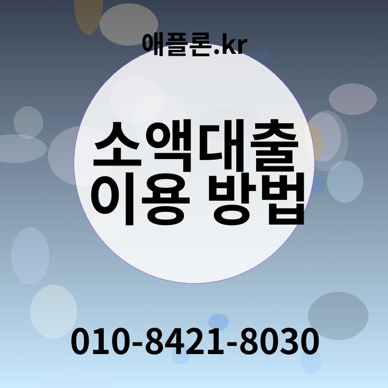 소액대출 이용 방법 | 애플론.kr | 010-8421-8030