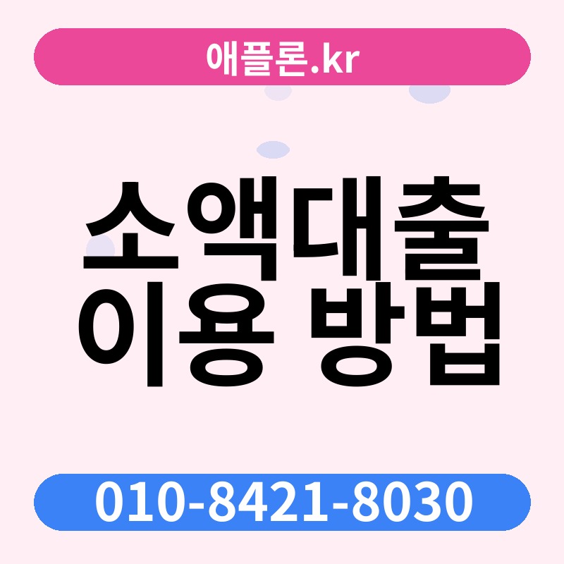 소액대출 이용 방법 | 애플론.kr | 010-8421-8030