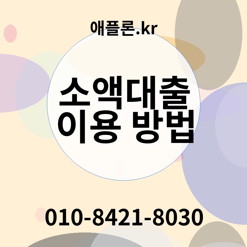 소액대출 이용 방법 | 애플론.kr | 010-8421-8030