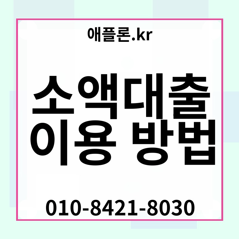 소액대출 이용 방법 | 애플론.kr | 010-8421-8030