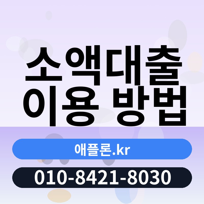 소액대출 이용 방법 | 애플론.kr | 010-8421-8030