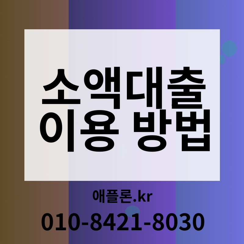 소액대출 이용 방법 | 애플론.kr | 010-8421-8030