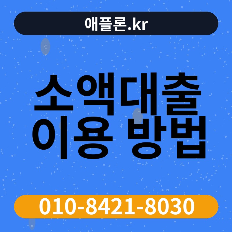 소액대출 이용 방법 | 애플론.kr | 010-8421-8030