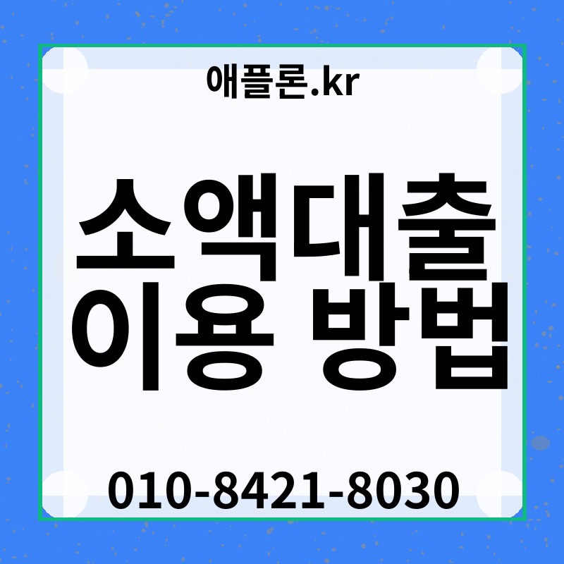 소액대출 이용 방법 | 애플론.kr | 010-8421-8030