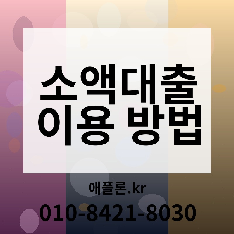 소액대출 이용 방법 | 애플론.kr | 010-8421-8030