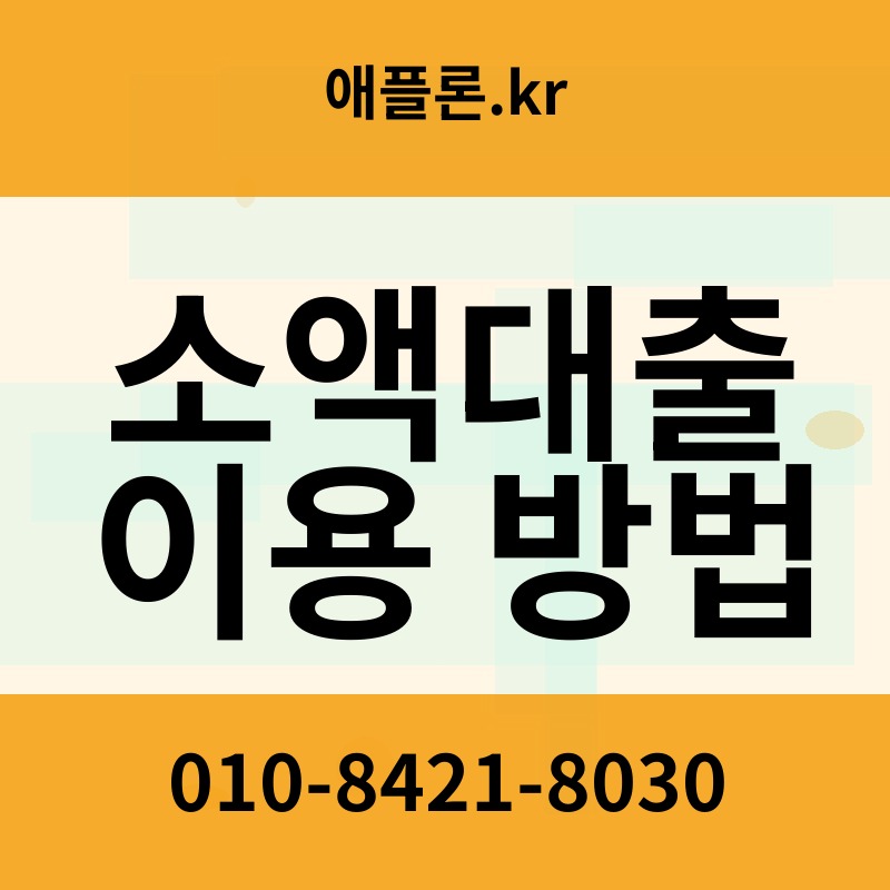 소액대출 이용 방법 | 애플론.kr | 010-8421-8030