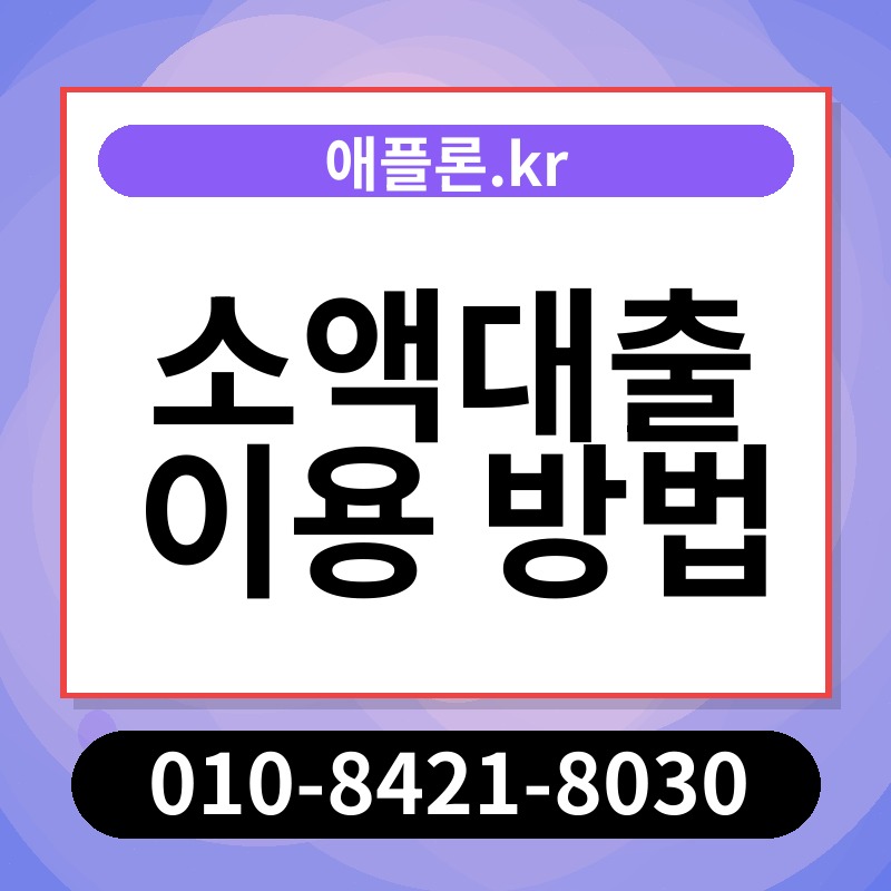 소액대출 이용 방법 | 애플론.kr | 010-8421-8030