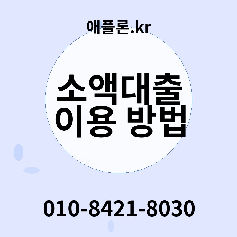 소액대출 이용 방법 | 애플론.kr | 010-8421-8030