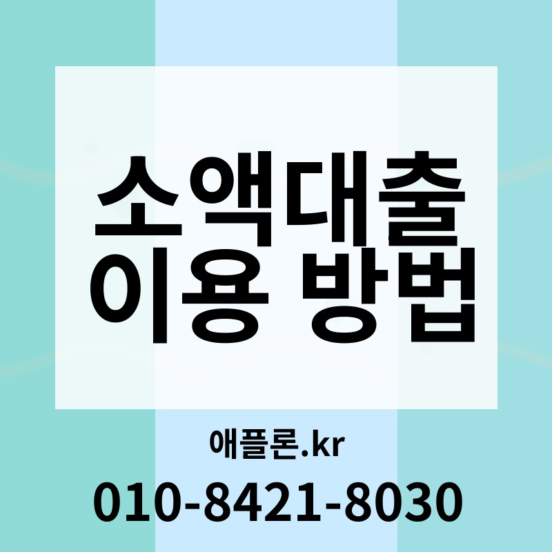 소액대출 이용 방법 | 애플론.kr | 010-8421-8030