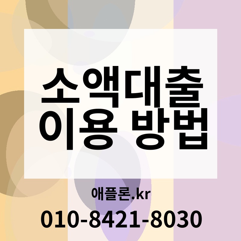 소액대출 이용 방법 | 애플론.kr | 010-8421-8030
