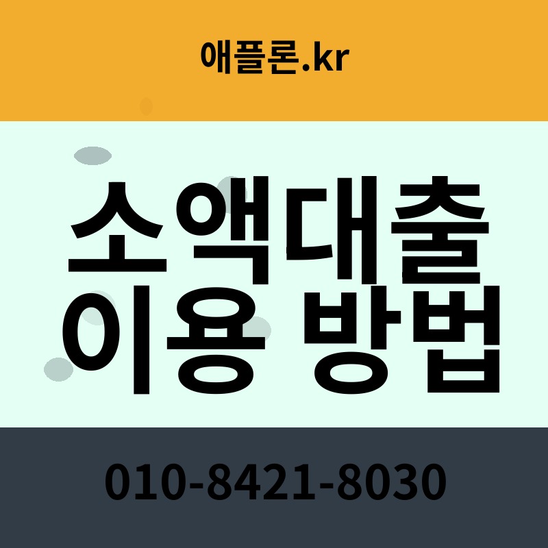 소액대출 이용 방법 | 애플론.kr | 010-8421-8030