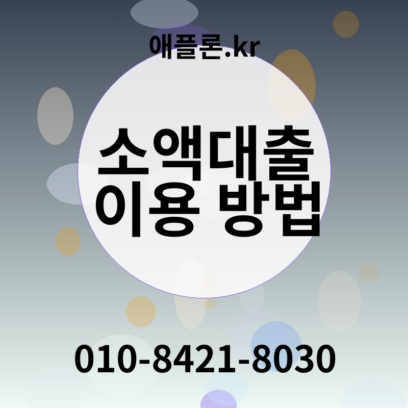 소액대출 이용 방법 | 애플론.kr | 010-8421-8030