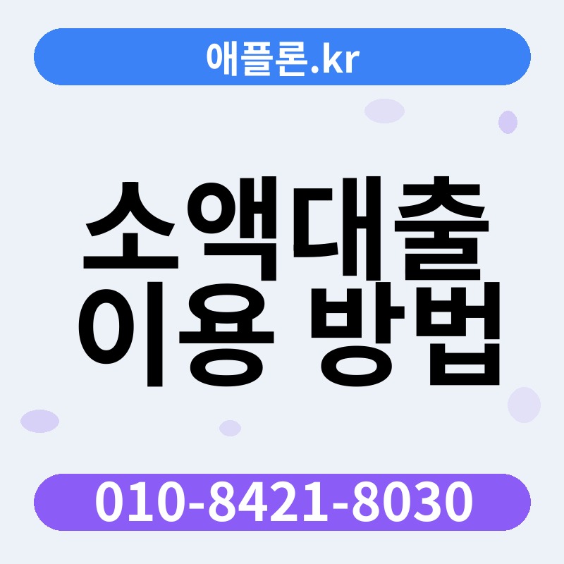 소액대출 이용 방법 | 애플론.kr | 010-8421-8030