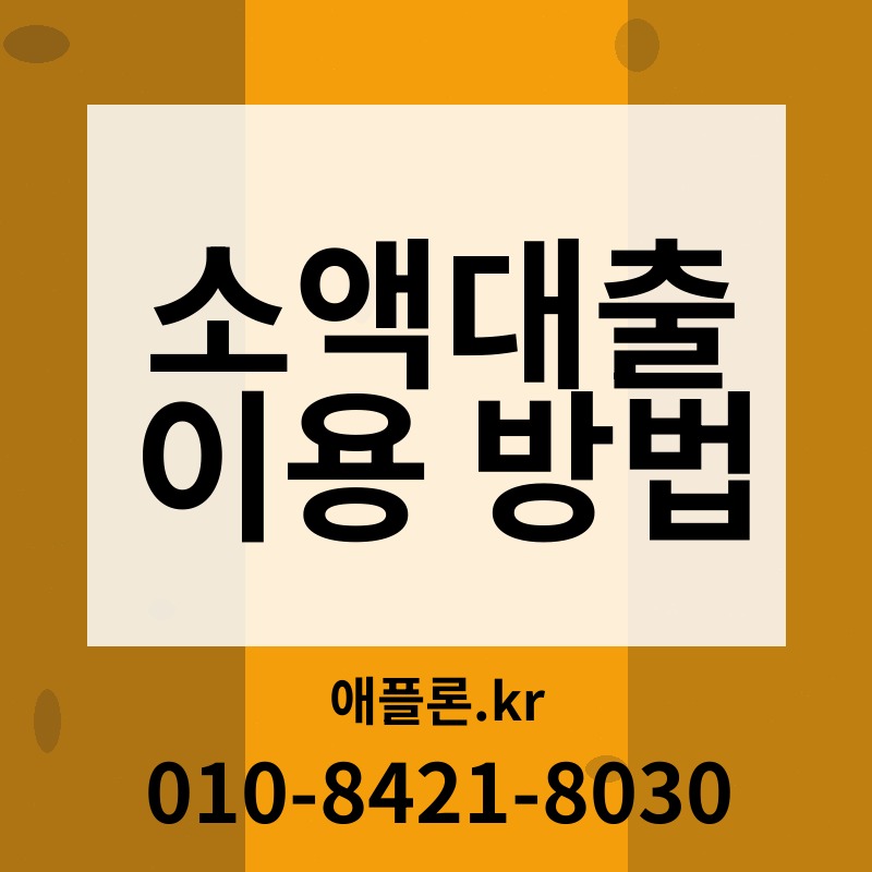 소액대출 이용 방법 | 애플론.kr | 010-8421-8030