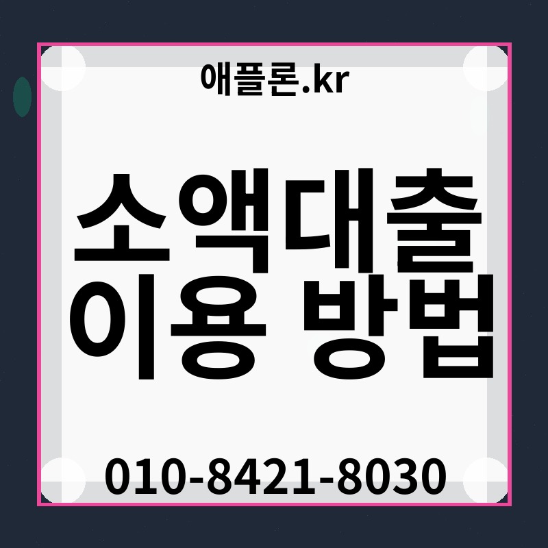소액대출 이용 방법 | 애플론.kr | 010-8421-8030