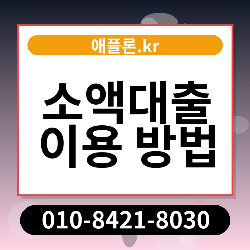 소액대출 이용 방법 | 애플론.kr | 010-8421-8030