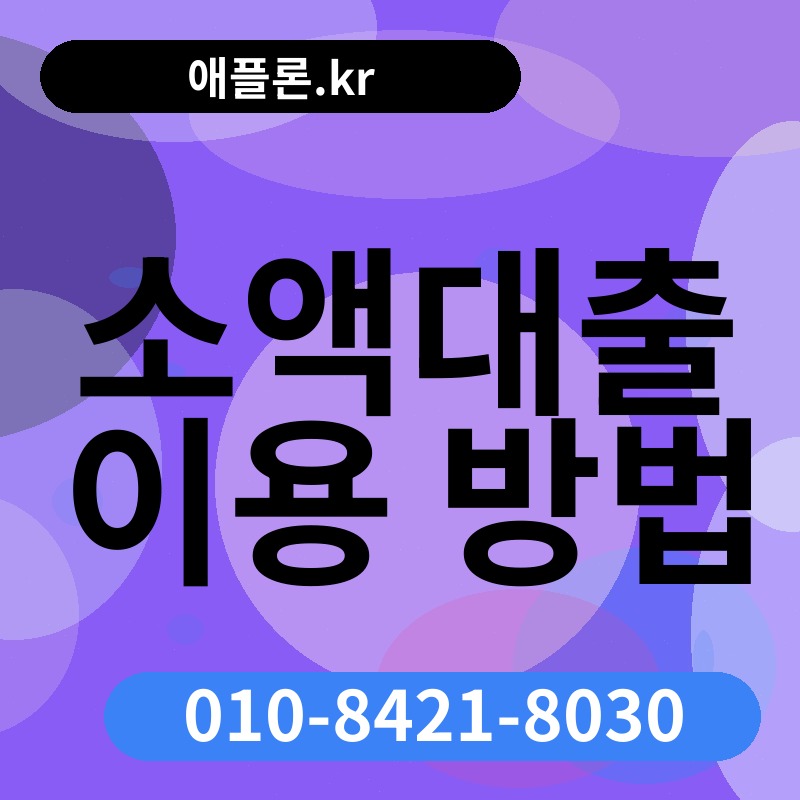 소액대출 이용 방법 | 애플론.kr | 010-8421-8030