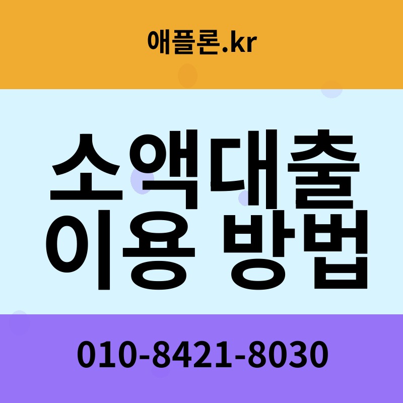 소액대출 이용 방법 | 애플론.kr | 010-8421-8030