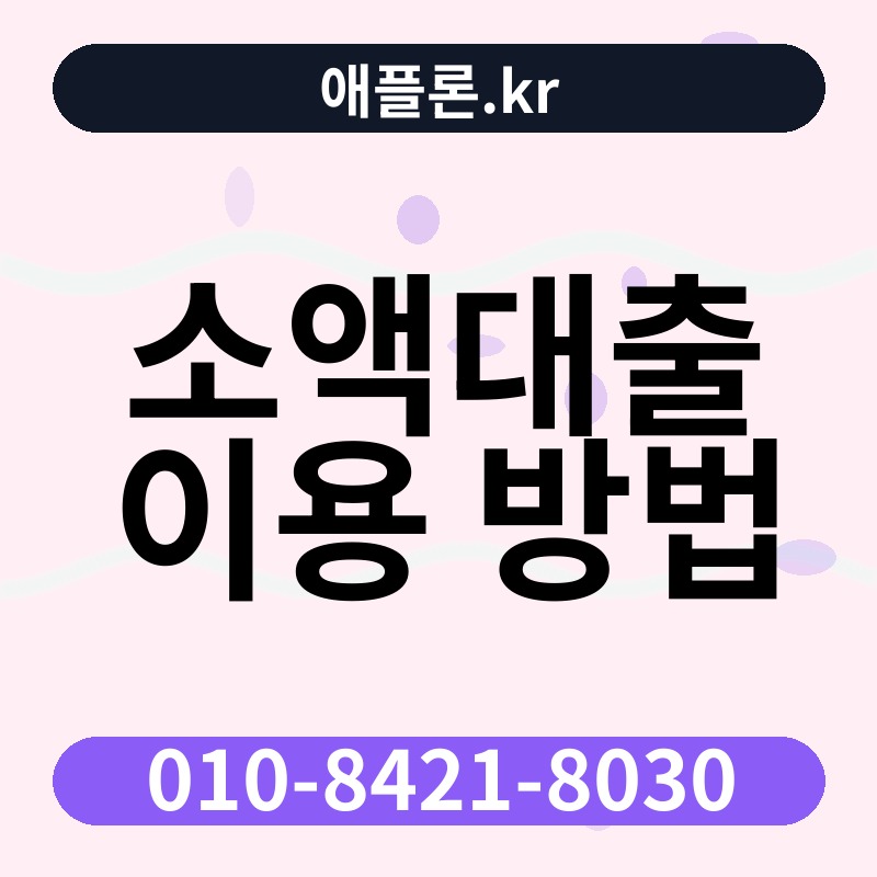 소액대출 이용 방법 | 애플론.kr | 010-8421-8030