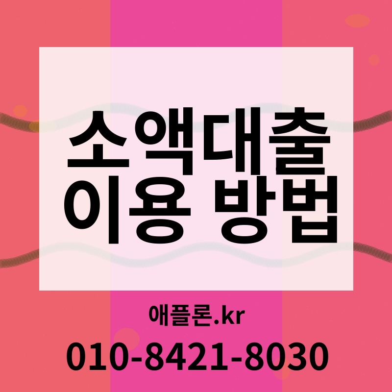 소액대출 이용 방법 | 애플론.kr | 010-8421-8030