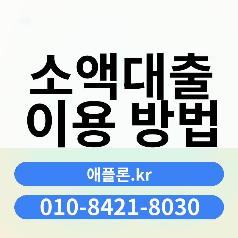 소액대출 이용 방법 | 애플론.kr | 010-8421-8030