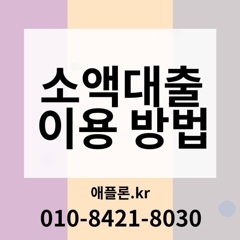 소액대출 이용 방법 | 애플론.kr | 010-8421-8030