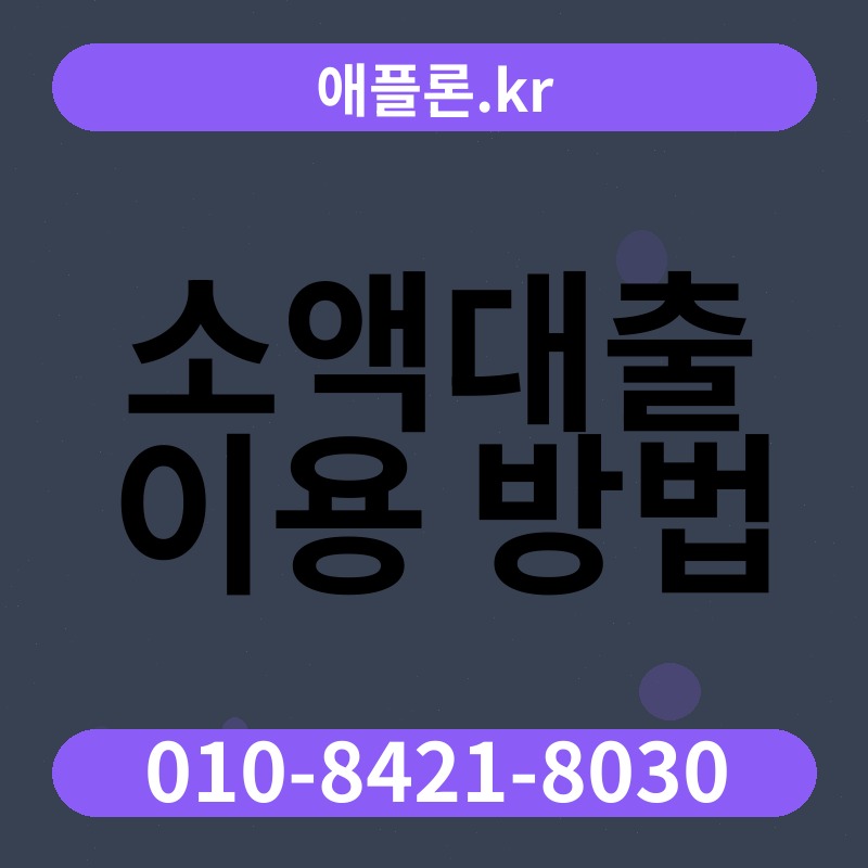 소액대출 이용 방법 | 애플론.kr | 010-8421-8030