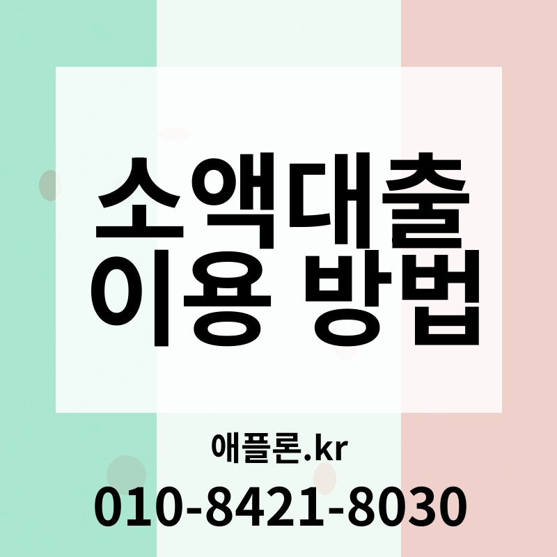 소액대출 이용 방법 | 애플론.kr | 010-8421-8030