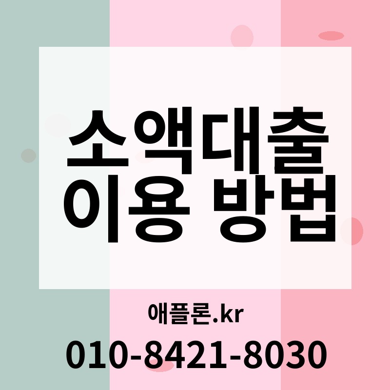 소액대출 이용 방법 | 애플론.kr | 010-8421-8030