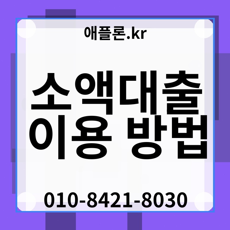 소액대출 이용 방법 | 애플론.kr | 010-8421-8030