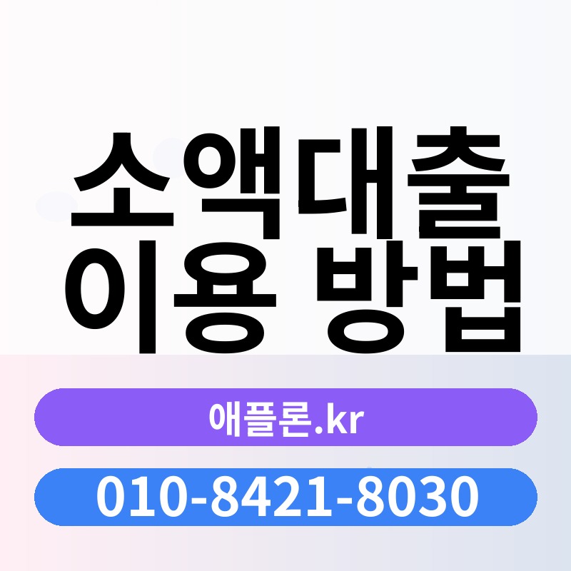 소액대출 이용 방법 | 애플론.kr | 010-8421-8030