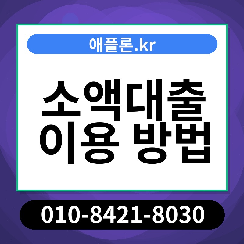 소액대출 이용 방법 | 애플론.kr | 010-8421-8030