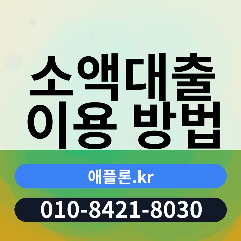 소액대출 이용 방법 | 애플론.kr | 010-8421-8030