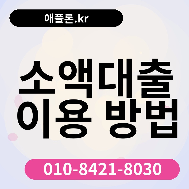 소액대출 이용 방법 | 애플론.kr | 010-8421-8030