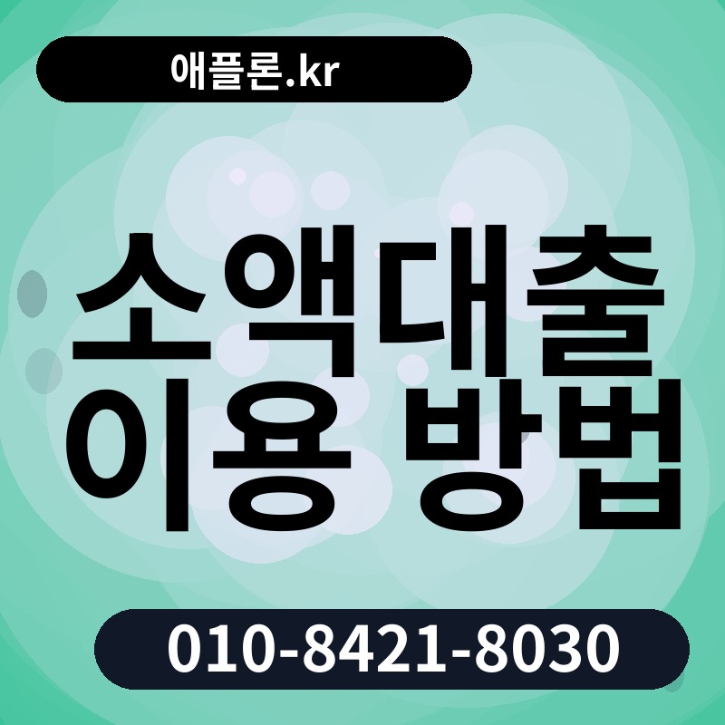 소액대출 이용 방법 | 애플론.kr | 010-8421-8030