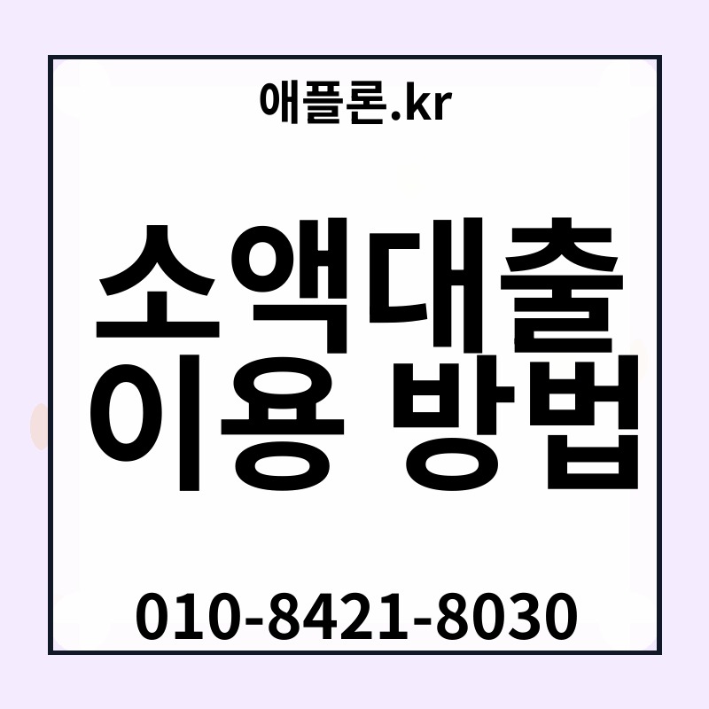 소액대출 이용 방법 | 애플론.kr | 010-8421-8030