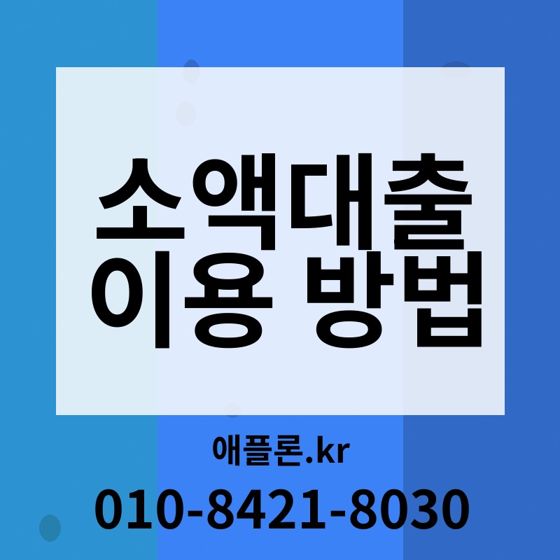 소액대출 이용 방법 | 애플론.kr | 010-8421-8030