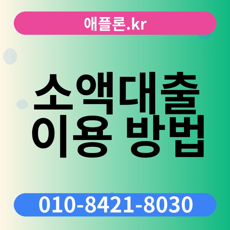 소액대출 이용 방법 | 애플론.kr | 010-8421-8030