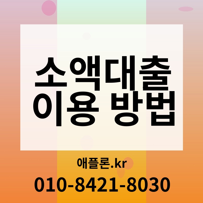 소액대출 이용 방법 | 애플론.kr | 010-8421-8030