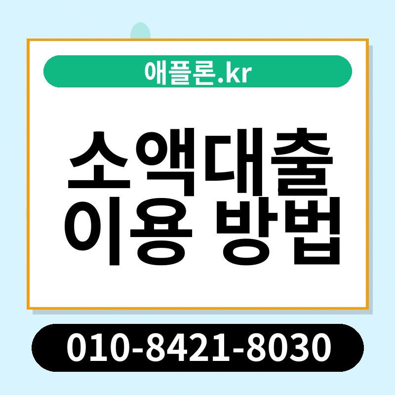 소액대출 이용 방법 | 애플론.kr | 010-8421-8030
