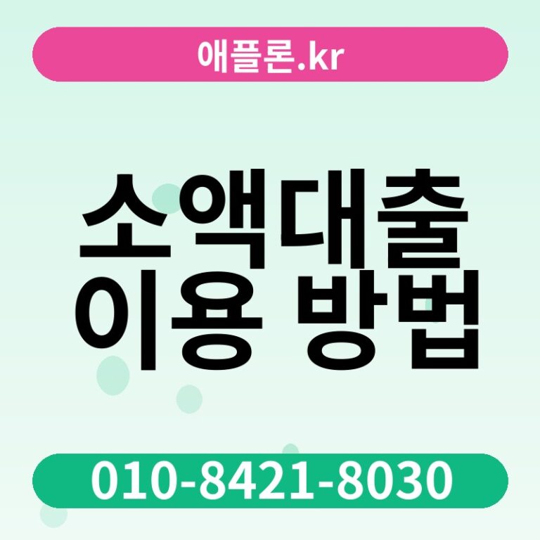 소액대출 이용 방법 | 애플론.kr | 010-8421-8030