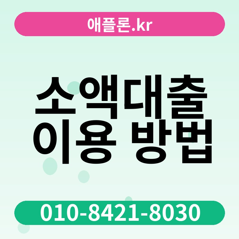 소액대출 이용 방법 | 애플론.kr | 010-8421-8030