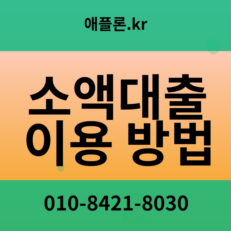 소액대출 이용 방법 | 애플론.kr | 010-8421-8030