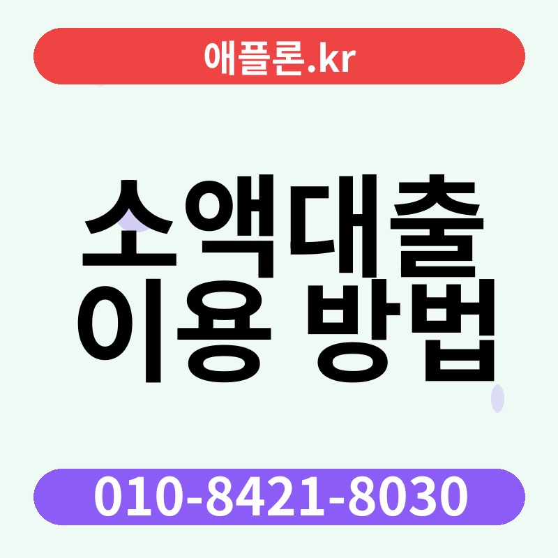 소액대출 이용 방법 | 애플론.kr | 010-8421-8030