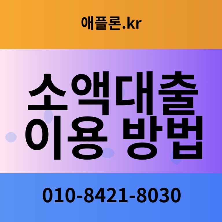 소액대출 이용 방법 | 애플론.kr | 010-8421-8030