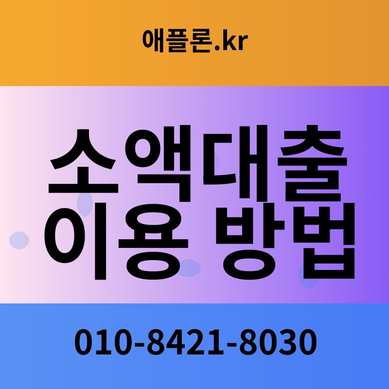 소액대출 이용 방법 | 애플론.kr | 010-8421-8030
