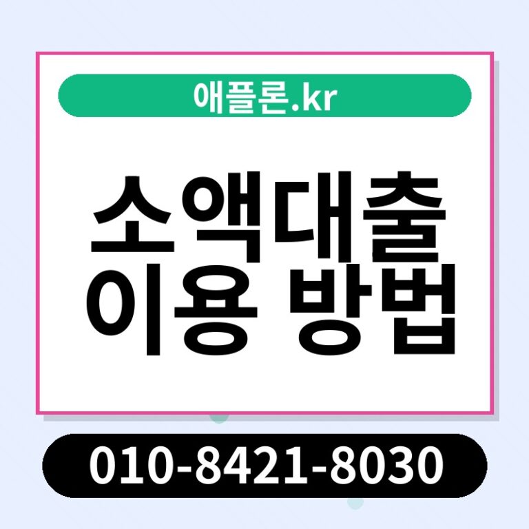 소액대출 이용 방법 | 애플론.kr | 010-8421-8030