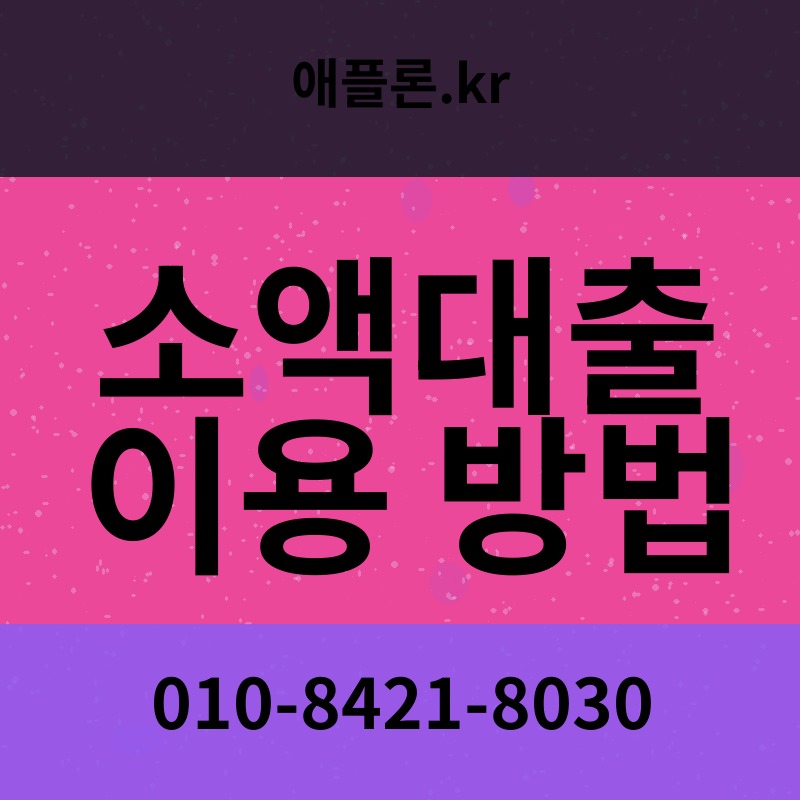소액대출 이용 방법 | 애플론.kr | 010-8421-8030