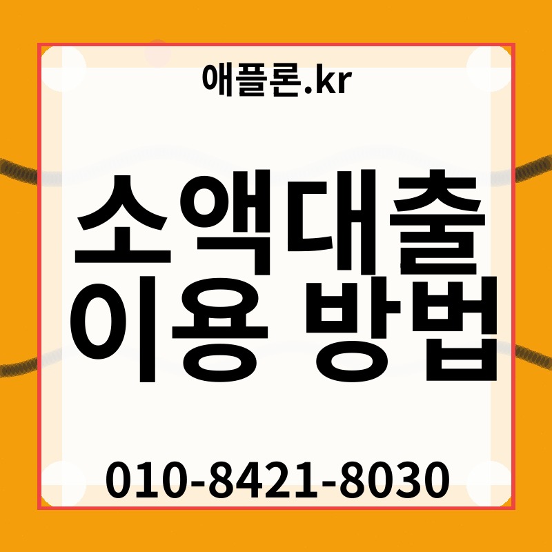 소액대출 이용 방법 | 애플론.kr | 010-8421-8030