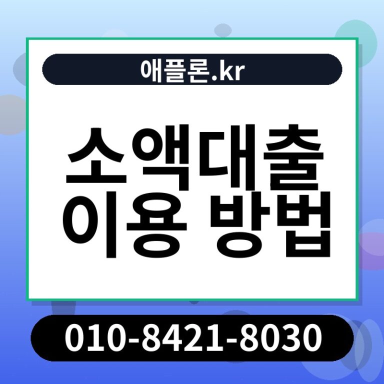 소액대출 이용 방법 | 애플론.kr | 010-8421-8030